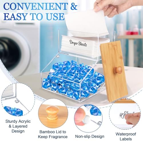 2 In 1 Laundry Pods Container Dryer Sheet Holder