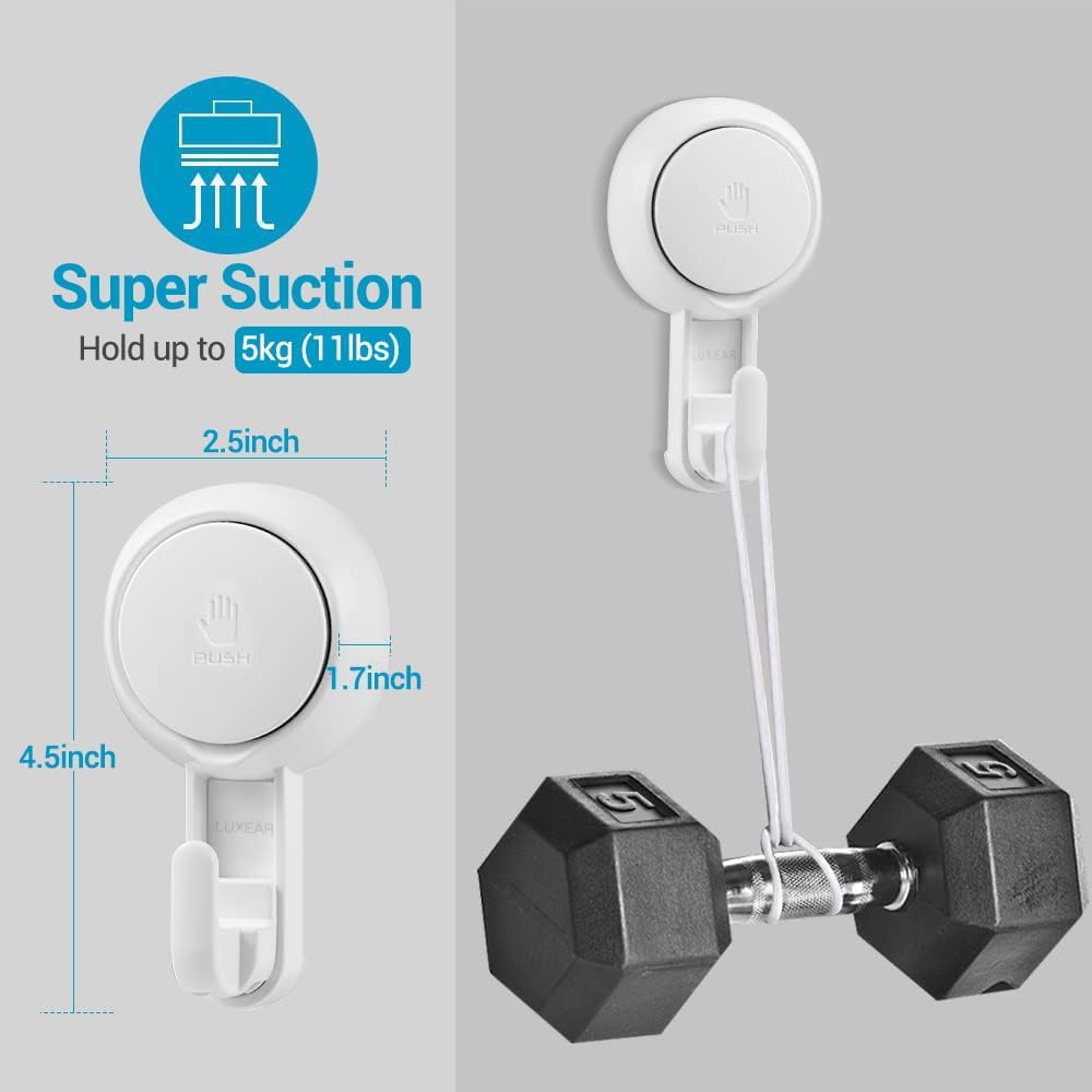 LUXEAR Suction Hooks 6 Pack Heavy Duty Waterproof Shower Door Window Organizer