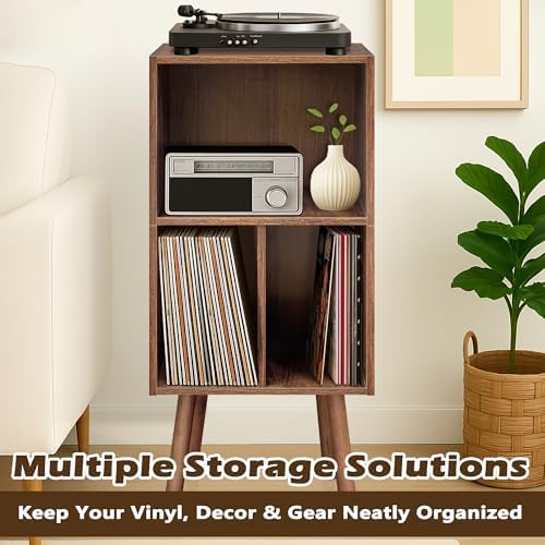 Montex Record Player Stand with 3 Tier Storage and Vinyl Display