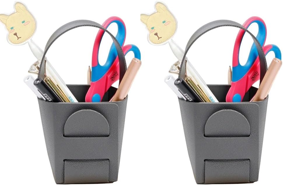 Mini Storage Basket 2 Pcs Foldable Leather Dry Flower Organizer