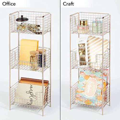 mDesign Steel 3-Tier Bathroom Storage Organizer Tower Rack