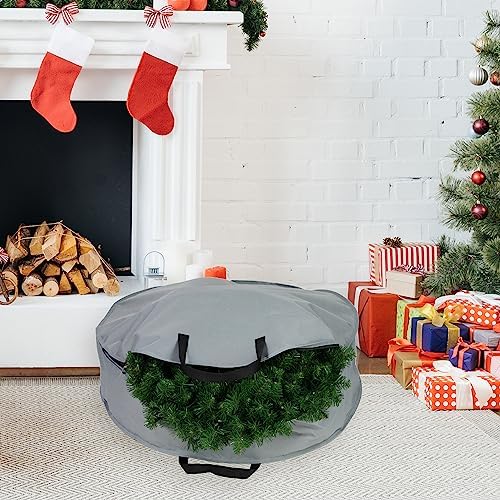 Northlight 36 Inch Gray Black Wreath Storage Bag