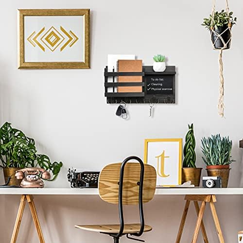 HRONRAD Wall Key Holder with Floating Shelf and Chalkboard