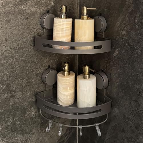 2Pack Suction Cup Corner Shelf No Drill Wall Mounted Organizer