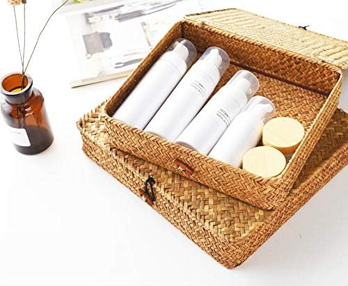 Seagrass Storage Basket Box with Lid Set of 2