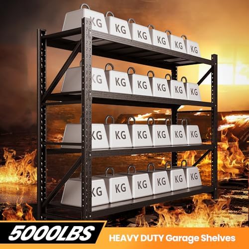 AFAIF 79 W 4 Tier Heavy Duty Metal Storage Shelf Unit Black
