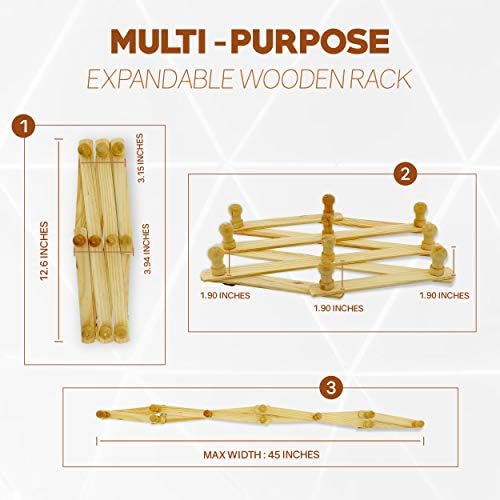 RAM-PRO Expandable Wooden Coat Rack with Hooks Set of 2