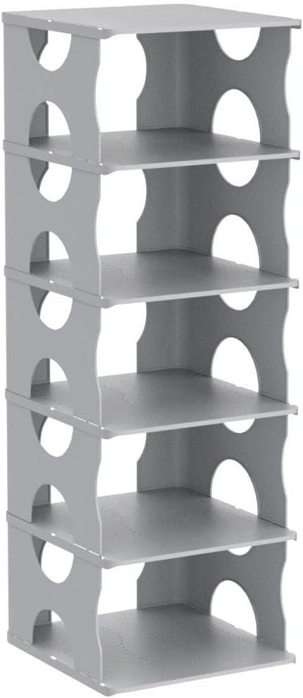 6-Tier Stackable Shoe Rack for Bedroom Entry Grey