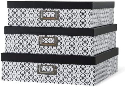 Soul Lane 3 Piece Black and White Storage Boxes with Lids