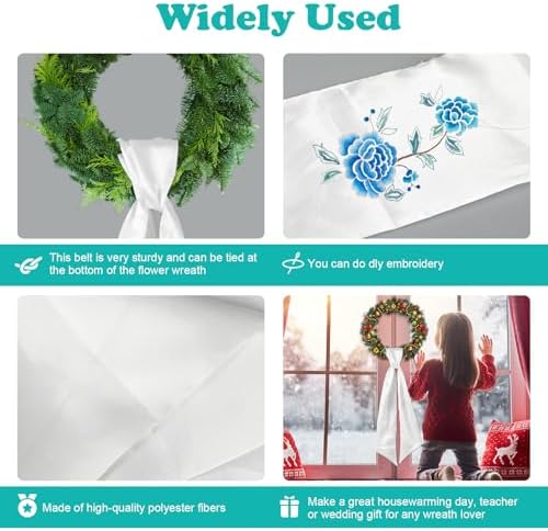 6Pcs White Wreath Sash for Front Door Decoration