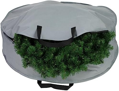 Northlight Multi-Seasonal Wreath Storage Bag 30 Inch Gray
