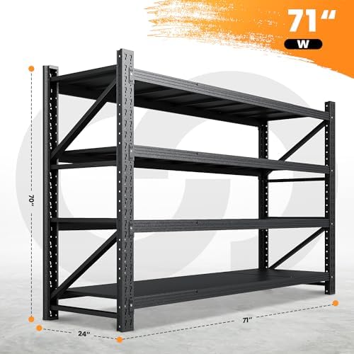 AFAIF 71 W Heavy Duty Metal Storage Shelves 4 Tier Black