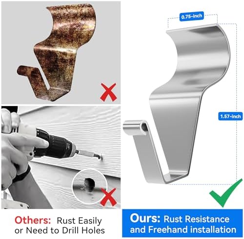 MIUKAA Vinyl Siding Hangers Hooks 8 Pack Sturdy No Hole Hooks for Hanging Outdoor Decorations