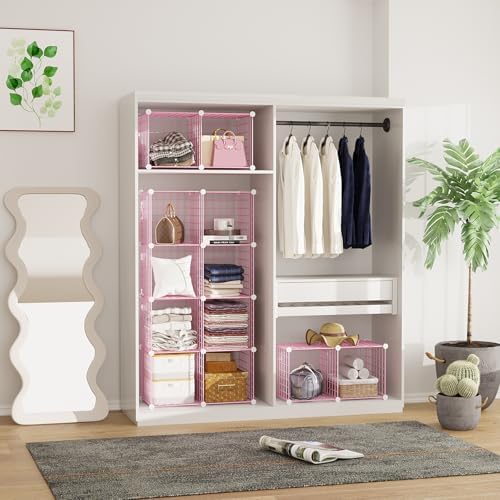 CAHOME Wire Cube Storage 12 Units Pink