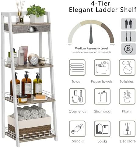 Keomaisyto 4-Tier Ladder Shelf White