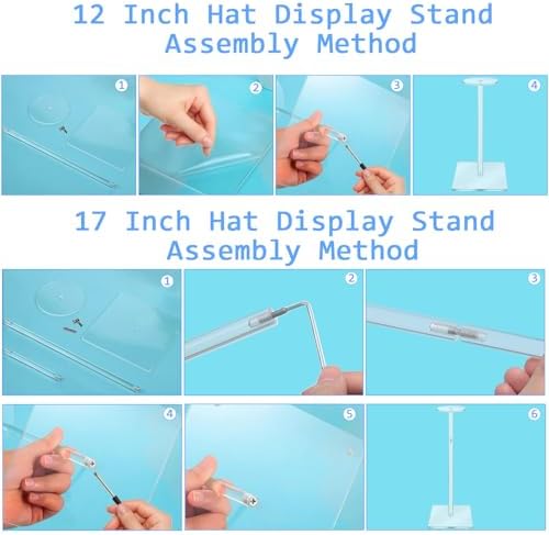 AYSUM 4 Pack Acrylic Hat Display Stands 17 Inch Adjustable Clear Riser