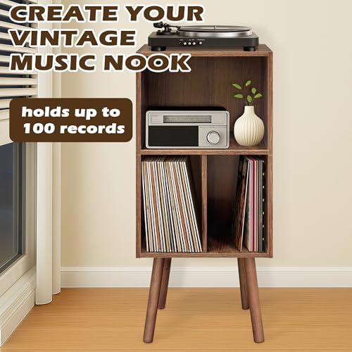 Montex Record Player Stand with 3 Tier Storage and Vinyl Display