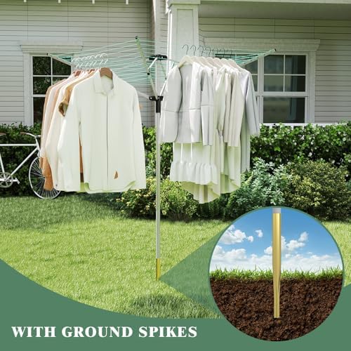 Rotary Outdoor Umbrella Drying Rack with 12 Lines and 4 Arms