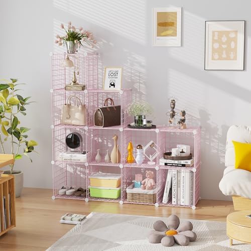 CAHOME Wire Cube Storage 12 Units Pink
