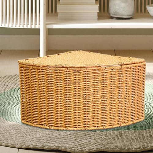 Corner Storage Box with Dustproof Lid Braided Basket
