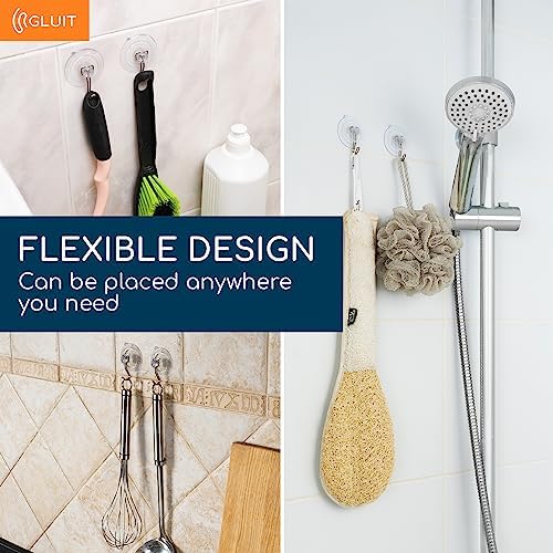 GLUIT Suction Cup Hooks - 14 Pack for Kitchen Bathroom Window Door Shower Wall Use