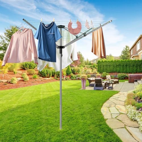 Rotary Umbrella Drying Rack with 4 Arms and 165 Feet Clothesline