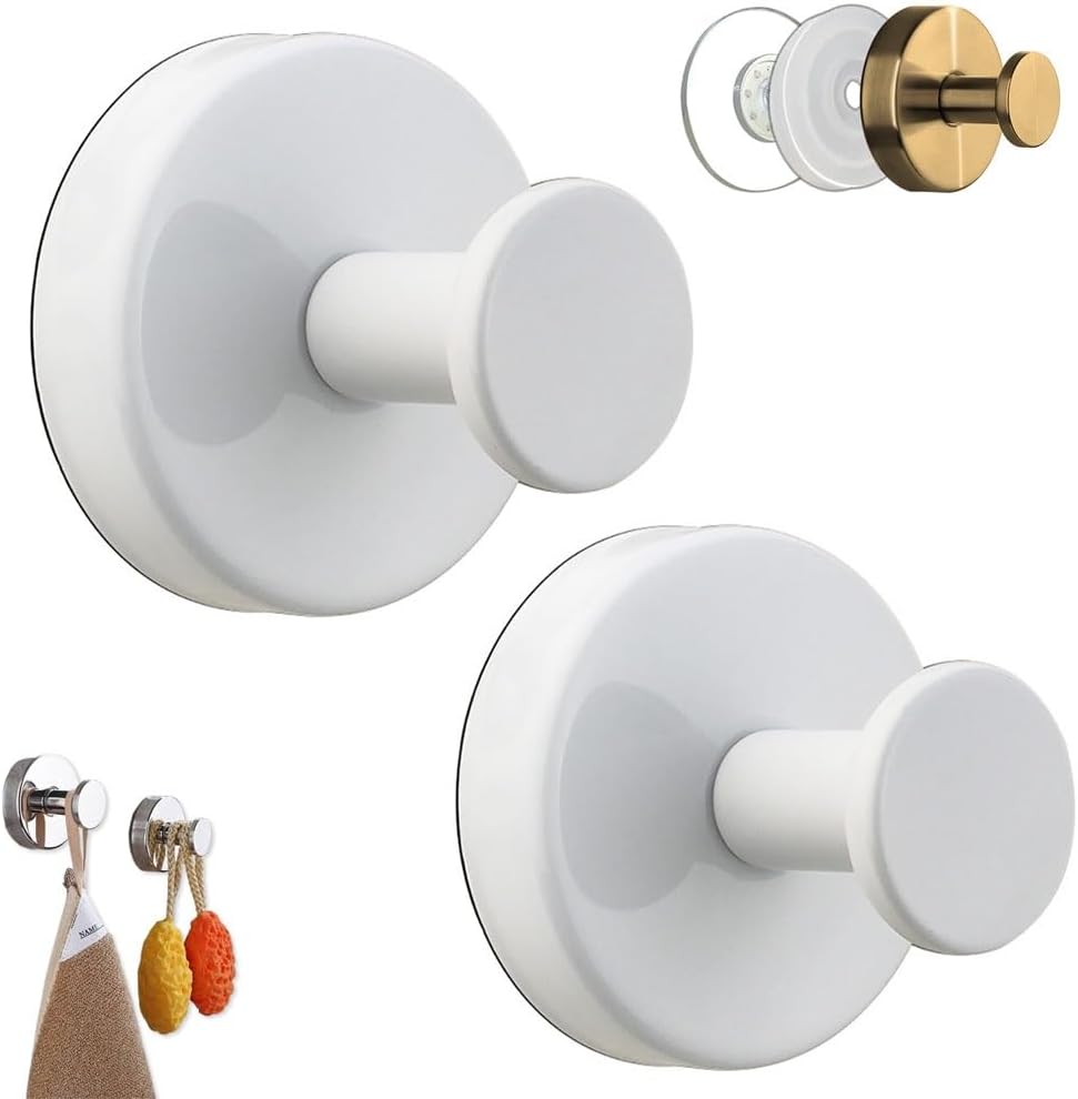 2025 Upgraded Suction Cup Hooks 2pcs White