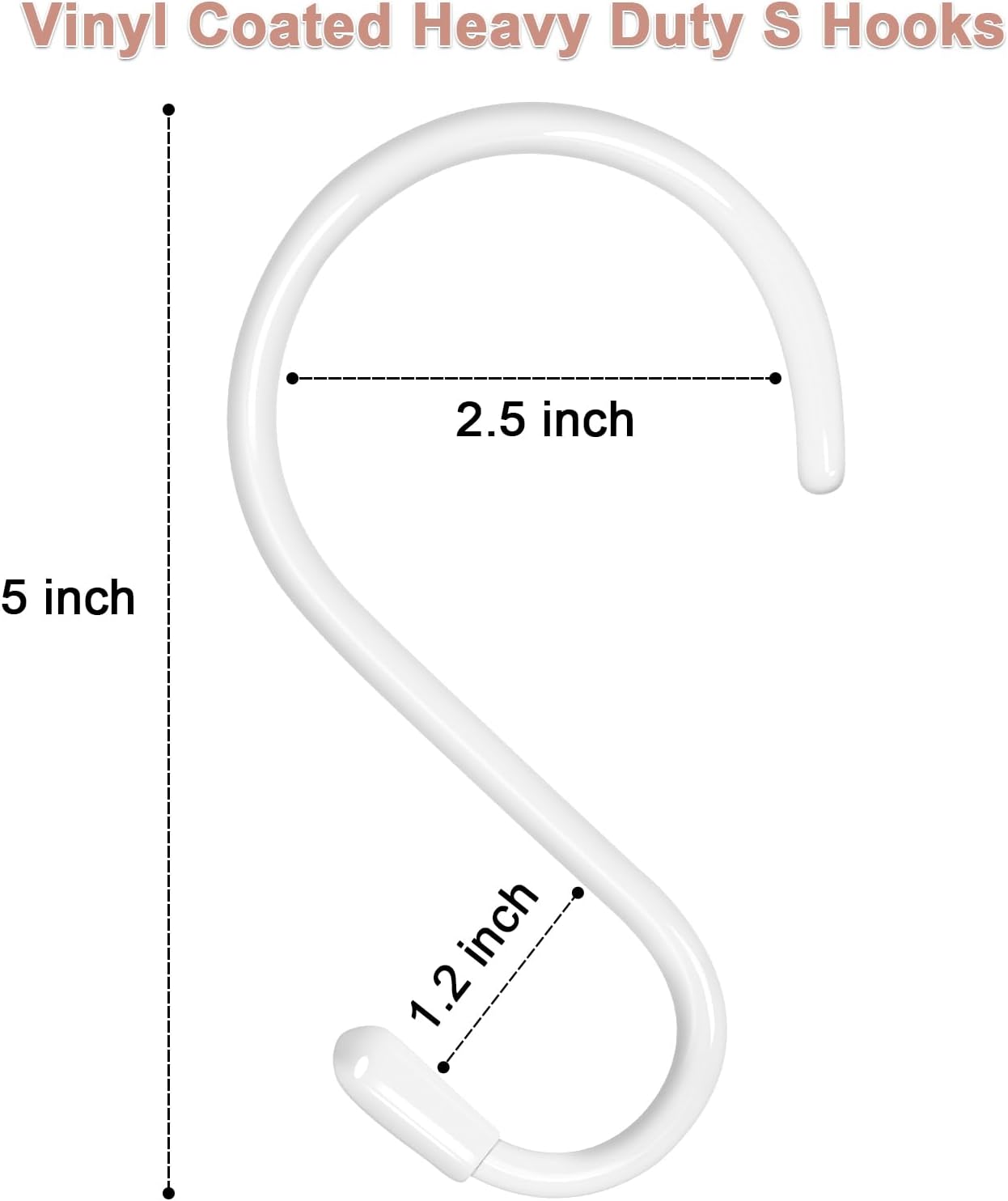 6 Pack 5 Inch Heavy Duty S Hooks with Vinyl Coating