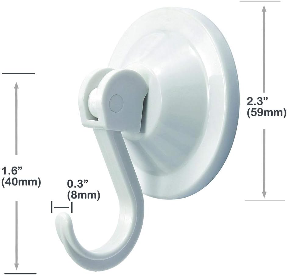 NL HOME 4-Pack White Suction Cup Hooks for Bath and Shower