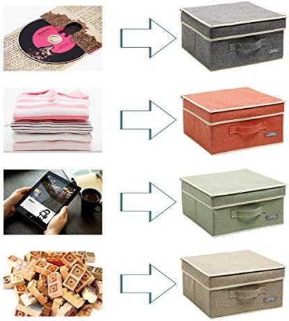 YueYue 4 Pack Lidded Fabric Storage Boxes with Handles