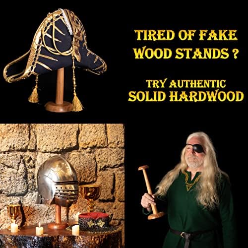 Mythrojan Wooden Helmet Stand - 145 Inch Round Pedestal Display