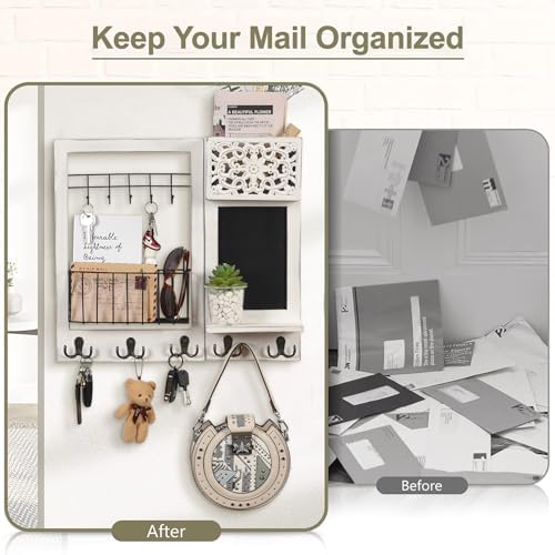 Dhmkfly Key Holder Wall Mount with Chalkboard