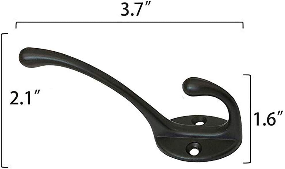 IBosins 10 Pack Heavy Duty Dual Hooks Black No Rust
