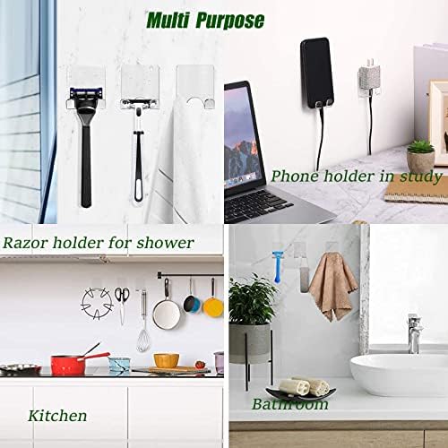 Clear Adhesive Hooks 4pcs Shower Wall Razor Holder