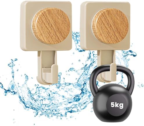 Daily Treasures 2PCS Wood Grain Suction Hooks Rotation Design Bathroom Hooks for Farmhouse Style