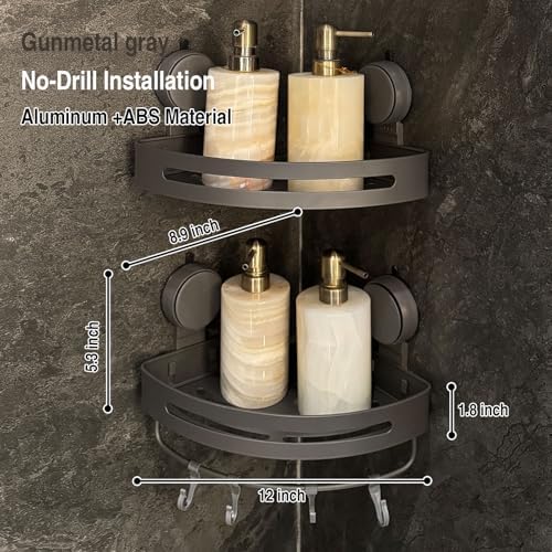 2Pack Suction Cup Corner Shelf No Drill Wall Mounted Organizer