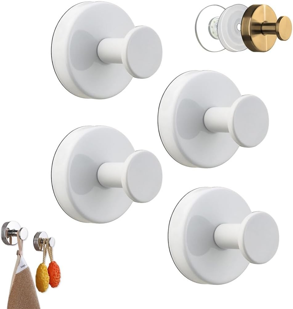 2025 Upgraded Suction Cup Hooks 4pcs White