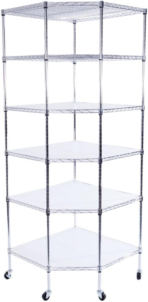 6 Tier Wire Shelving Unit on Wheels for Home Organization