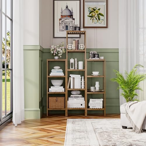 SMIBUY 5-Tier Bamboo Storage Shelf Walnut Finish