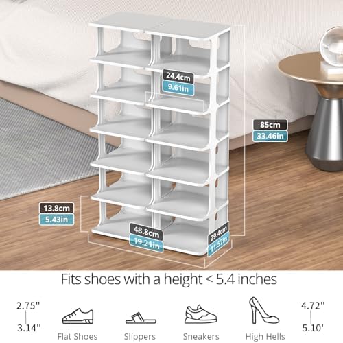 ZOINLIY Stackable Shoe Organizer for Small Spaces Grey Free Standing Rack