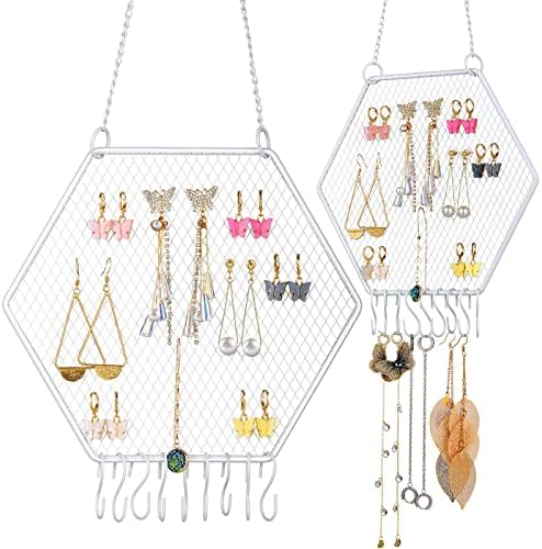 Jetec 2 Pcs Diamond Grid Earring Wall Holder
