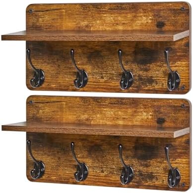 YMYNY Wall Mounted Coat Rack with 8 Hooks and Shelf