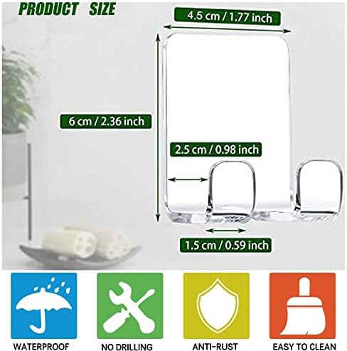 Clear Adhesive Hooks 4pcs Shower Wall Razor Holder