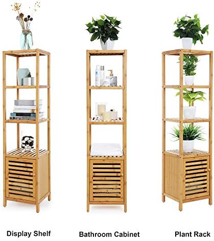 SONGMICS Bamboo Floor Cabinet with 4 Shelves