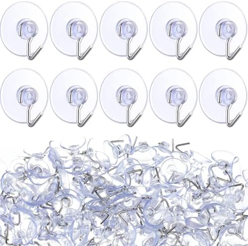 100 Pcs Mini Suction Cup Hooks for Glass Window with Hook and String Lights Holders