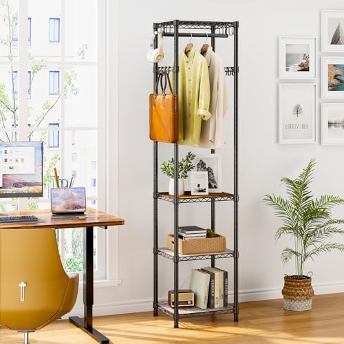 R1 Heavy Duty Clothes Rack with Storage Shelves Black