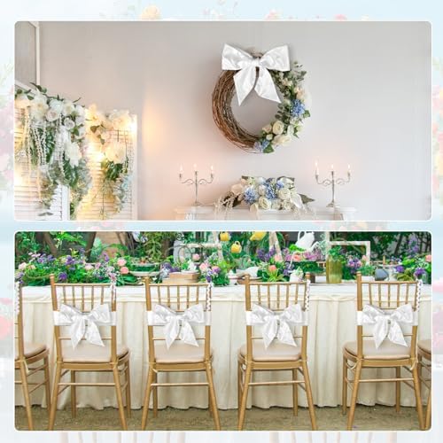 6Pcs White Wreath Sash for Front Door Decoration