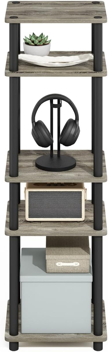 Furinno Turn-N-Tube Stackable Standing Shelf Unit French OakBlack