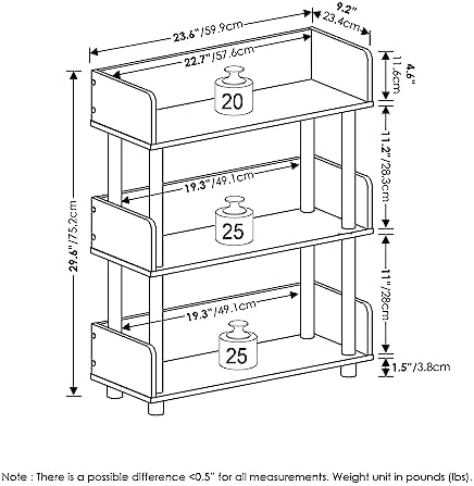 Furinno 3-Tier Display Rack with Back and Side Panel