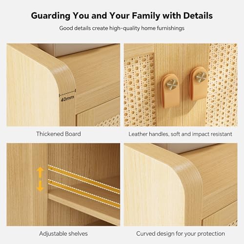 Senlin Rattan Shoe Cabinet with 5-Tier Storage and Rounded Corners